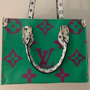 Bright L*V Dupe small tote.